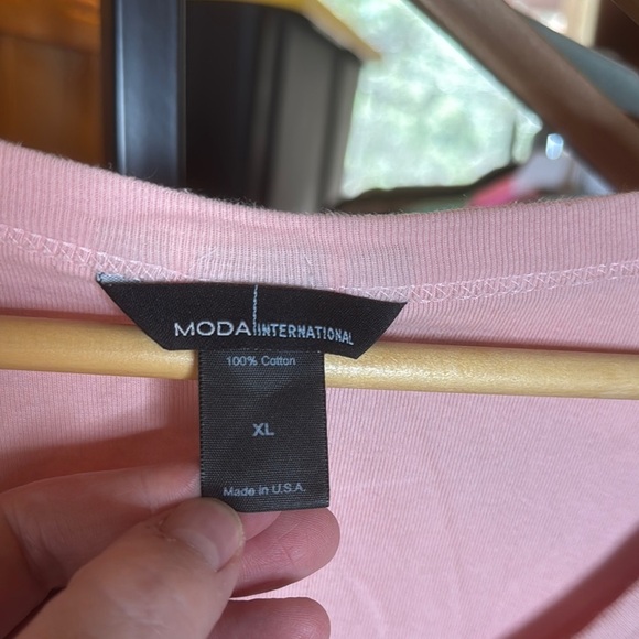 Vintage Moda International Pink V-Neck Button-Up 100% Cotton Women's Top Size XL - Picture 2 of 5